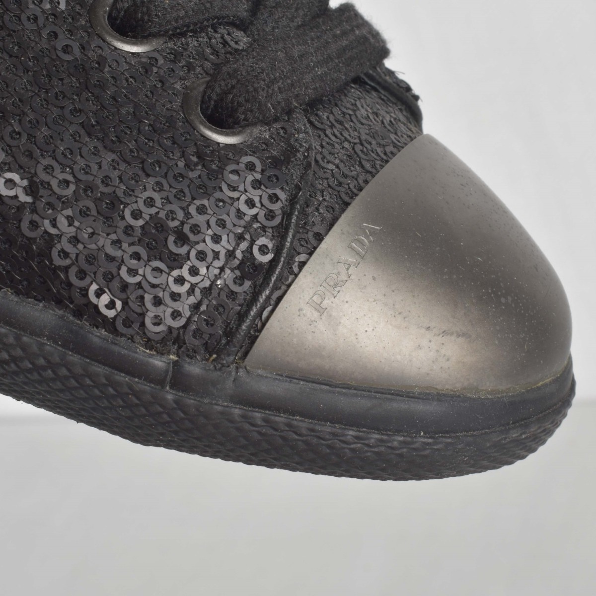 Womens Prada Black Leather Sneakers