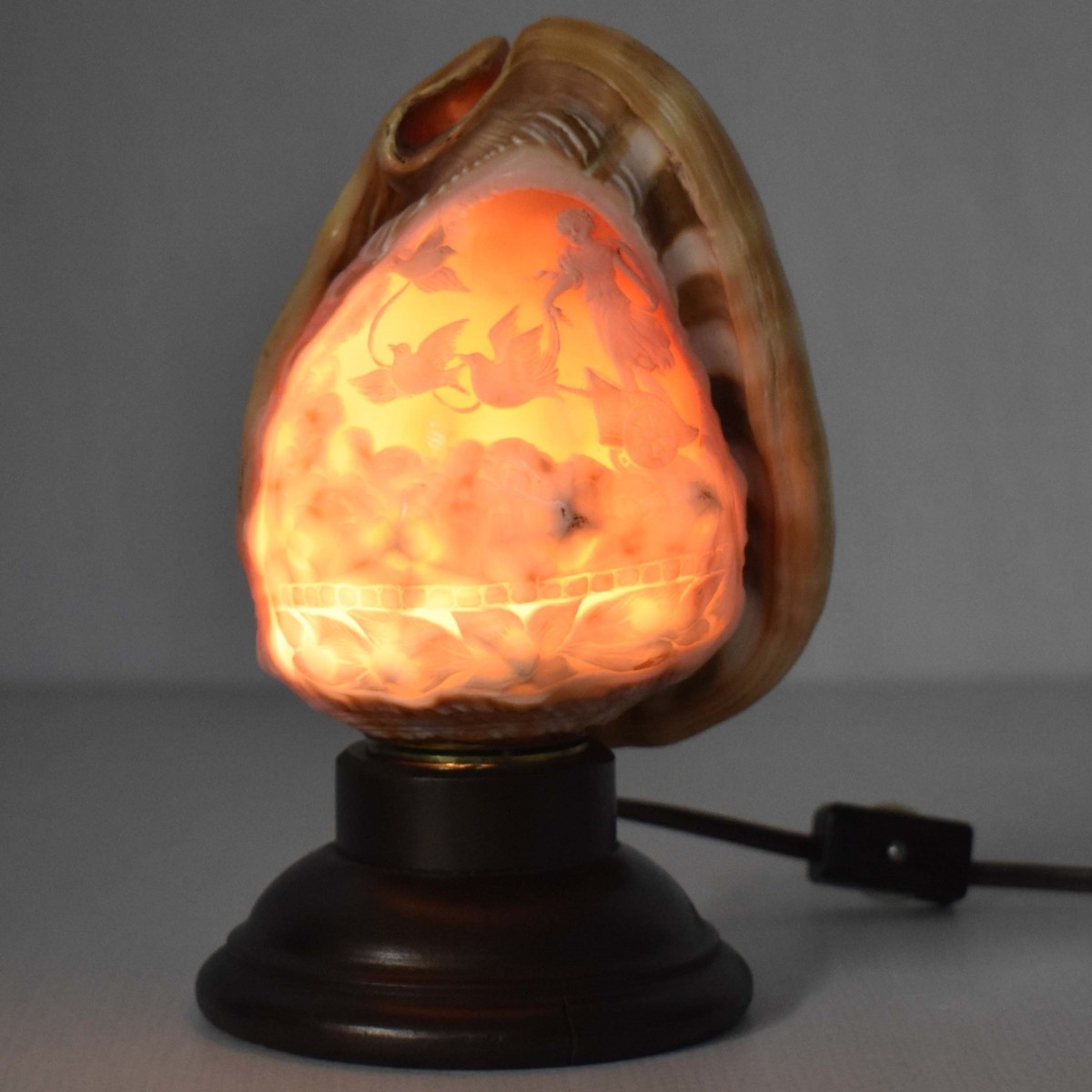 Vintage Carved Conch Shell Night Light