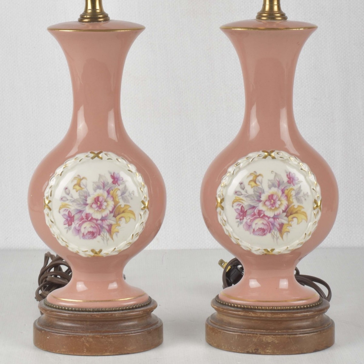 Vintage Pair Porcelain Boudoir Lamps