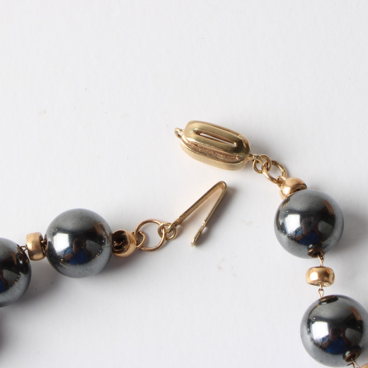 Hematite and 14K Necklace