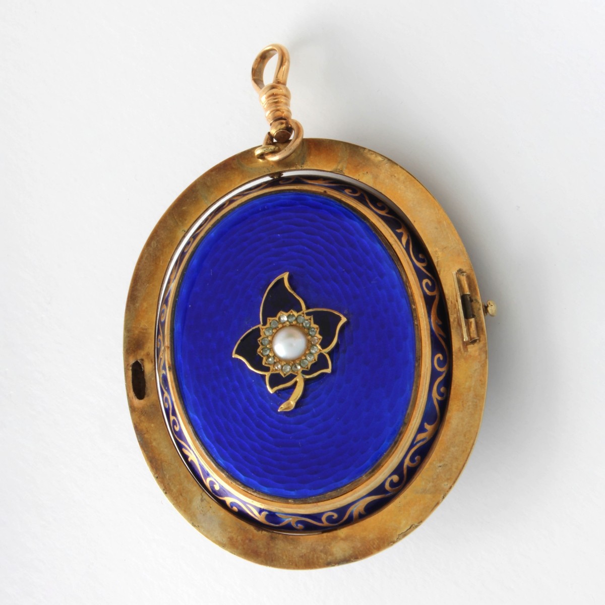 Pearl, Enamel and 14K Pendant