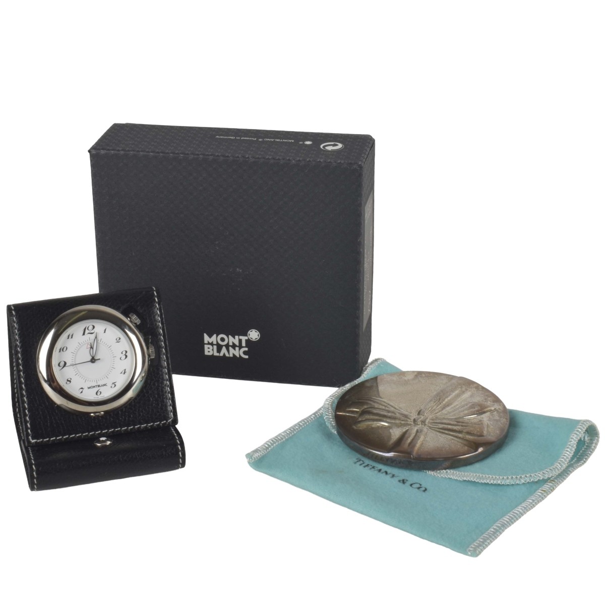 Tiffany Mirror and Montblanc Travel Clock