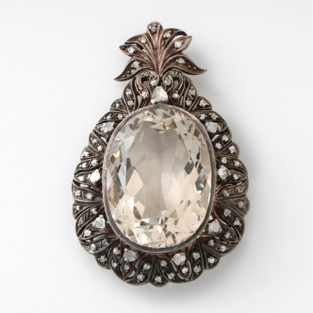 Crystal, Diamond and Silver / Vermeil Pendant