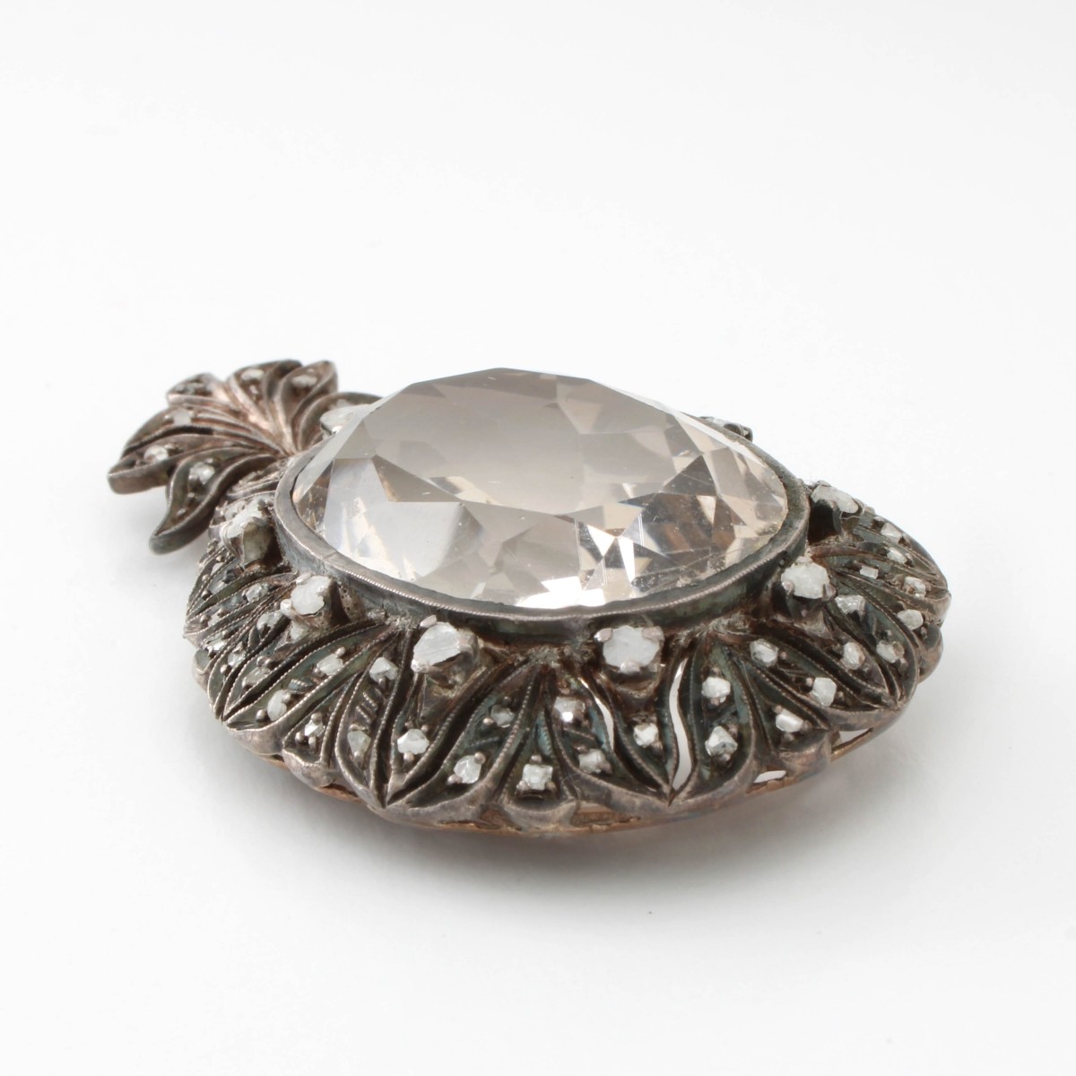 Crystal, Diamond and Silver / Vermeil Pendant