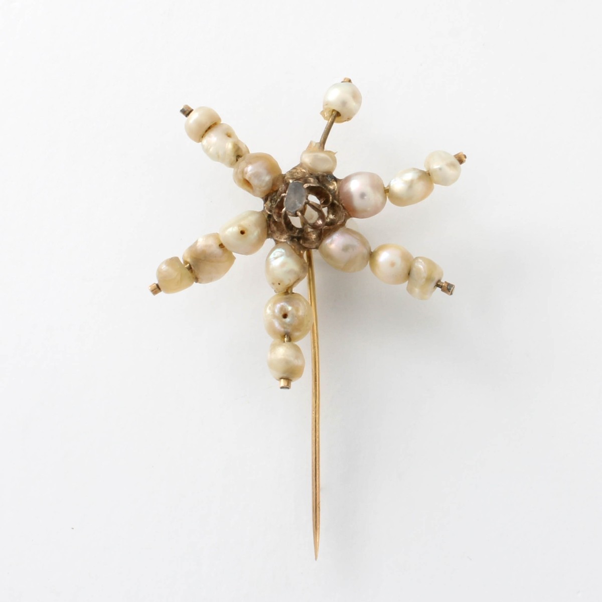 Pearl, Diamond and 14K Pin