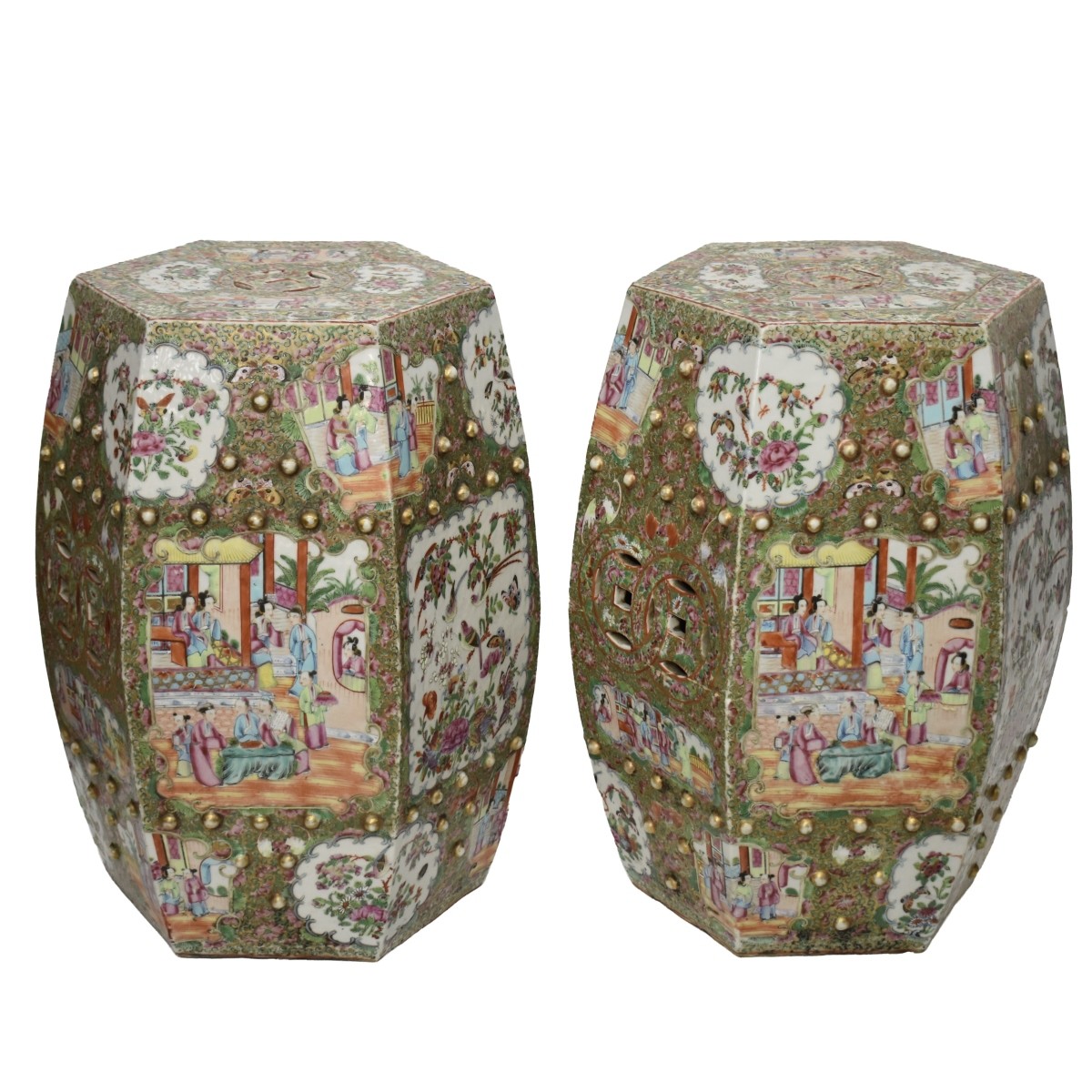 Chinese Rose Medallion Stools
