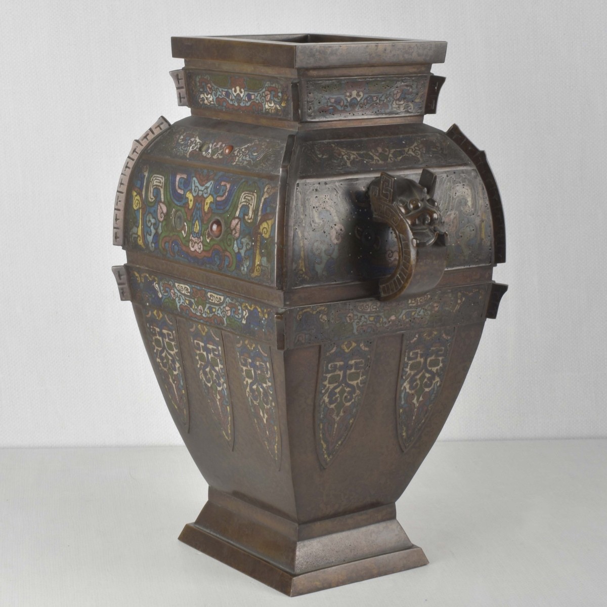 Chinese Cloisonne and Bronze Wine Vessel