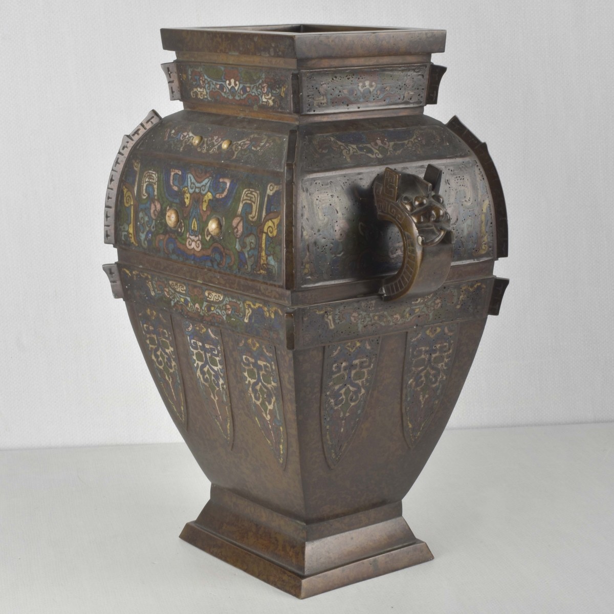 Chinese Cloisonne and Bronze Wine Vessel