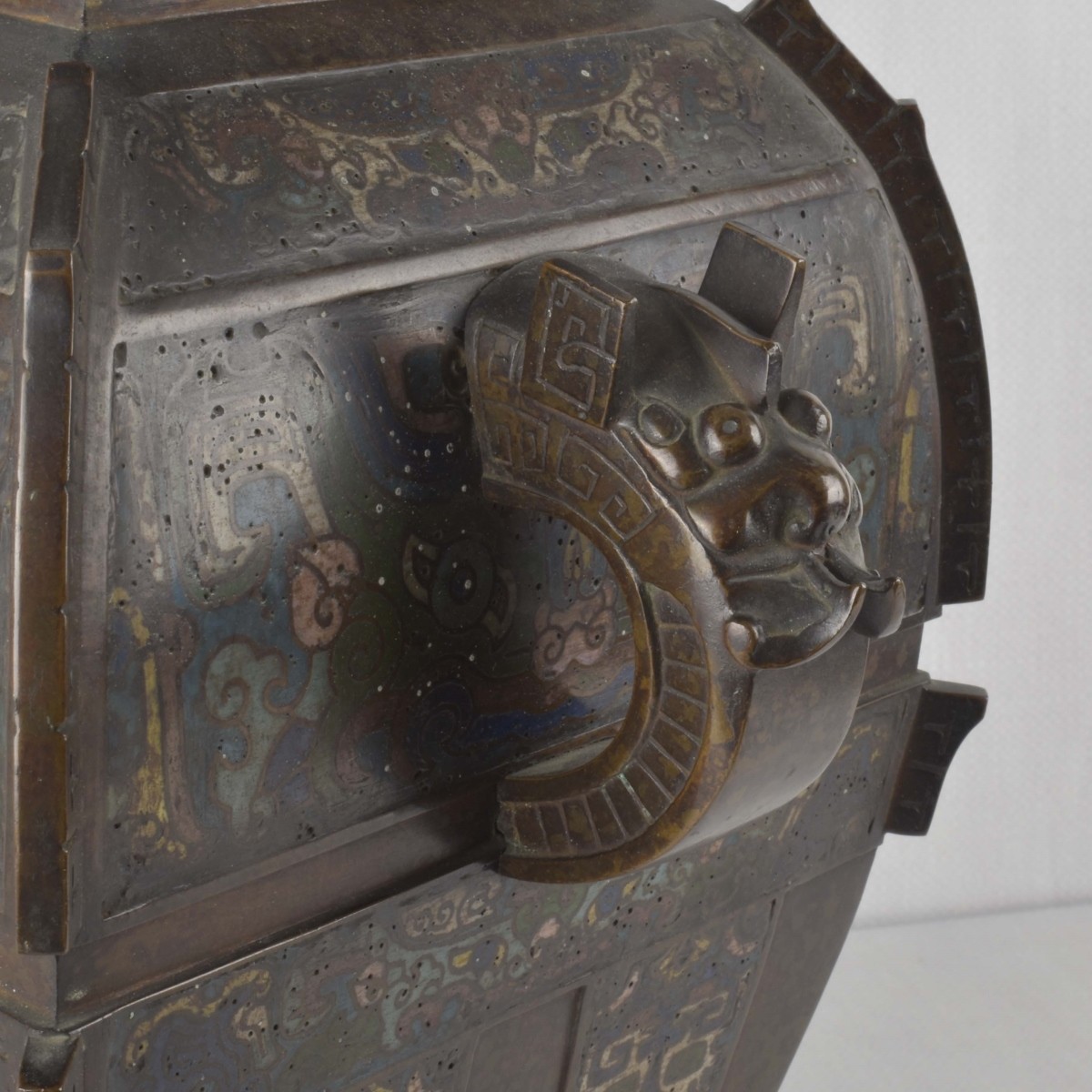 Chinese Cloisonne and Bronze Wine Vessel
