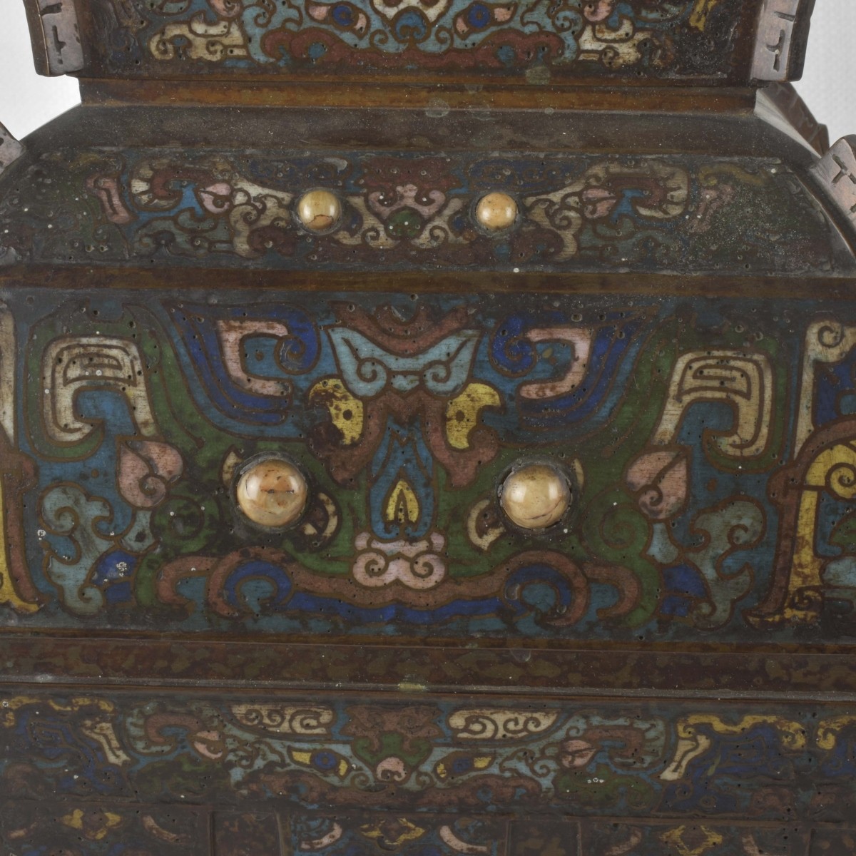 Chinese Cloisonne and Bronze Wine Vessel