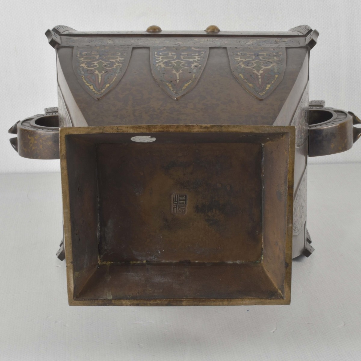 Chinese Cloisonne and Bronze Wine Vessel