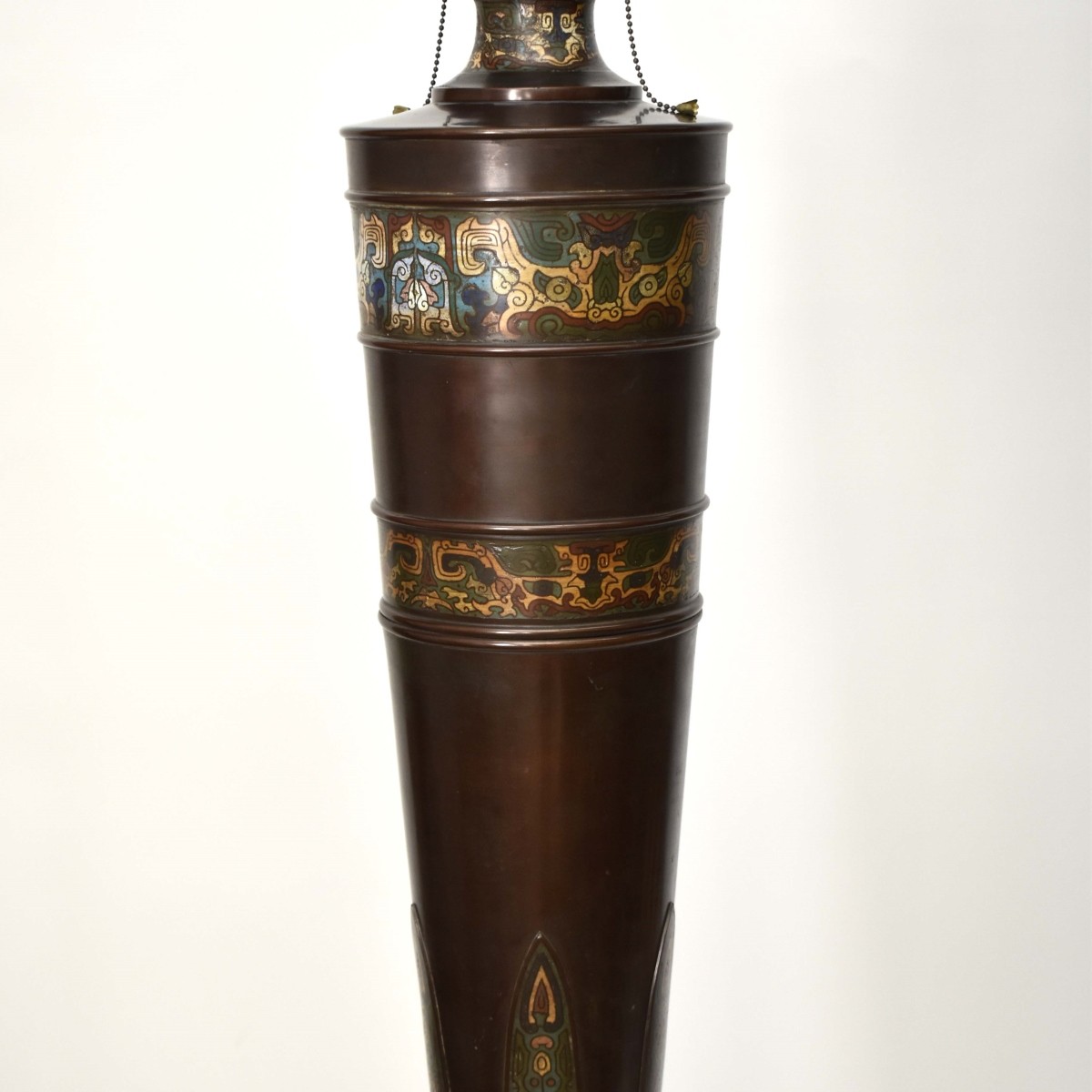 Chinese Bronze and Cloisonne Lamp