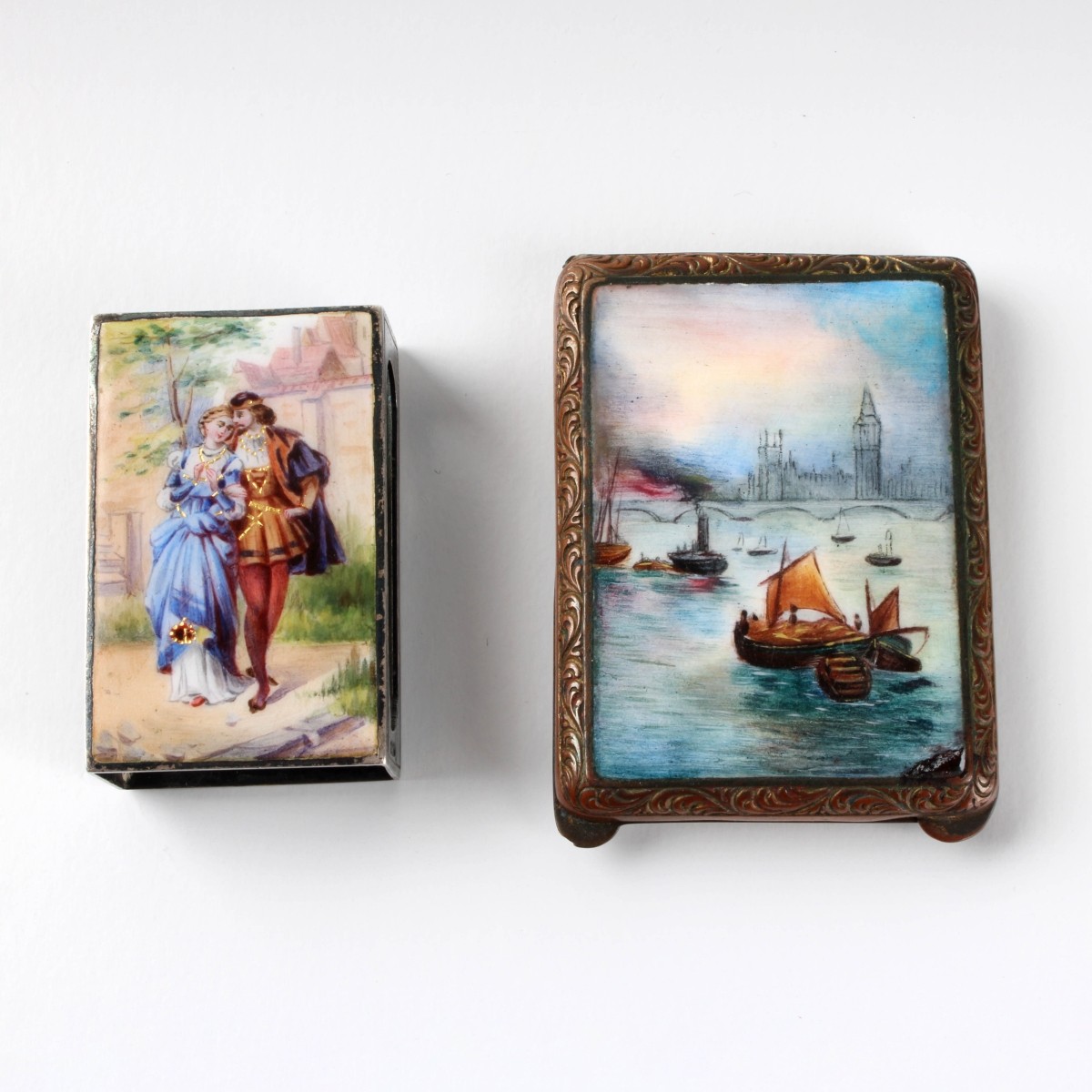 Enamel Match Box and Match Safe