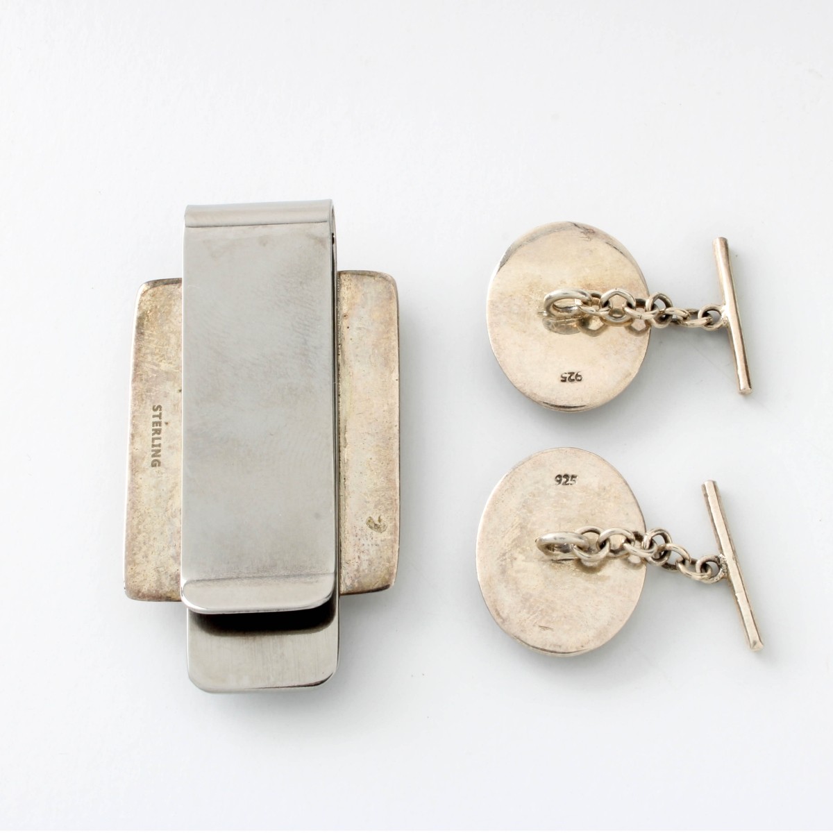 Silver & Erotic Enamel Money Clip & Cufflinks