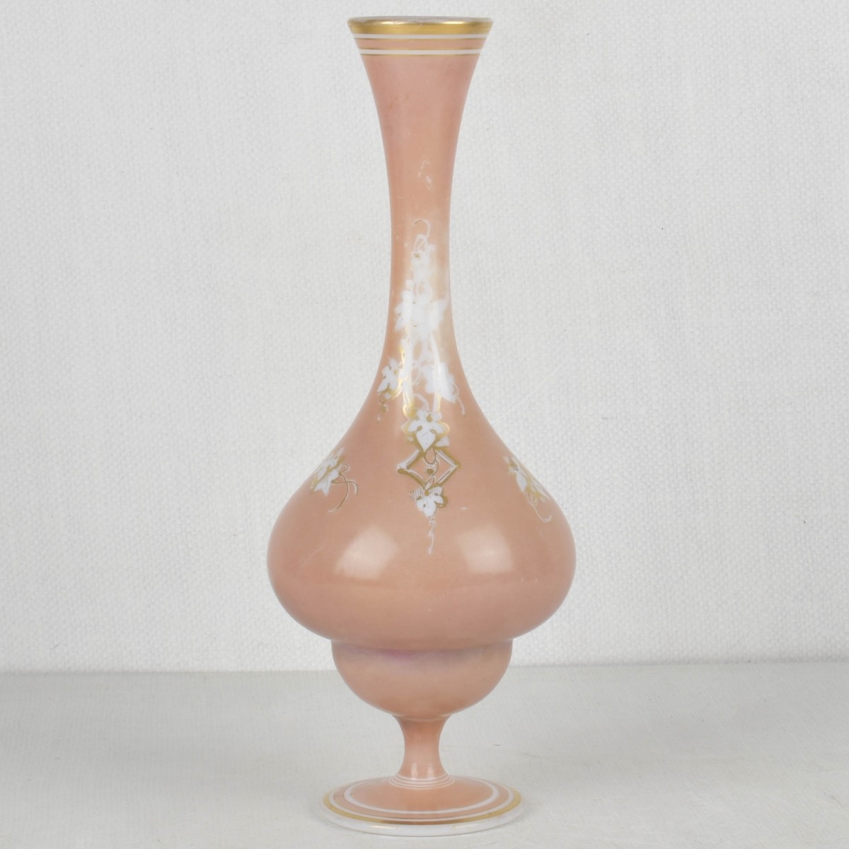 Vintage Opaline Round Glass Footed Vase
