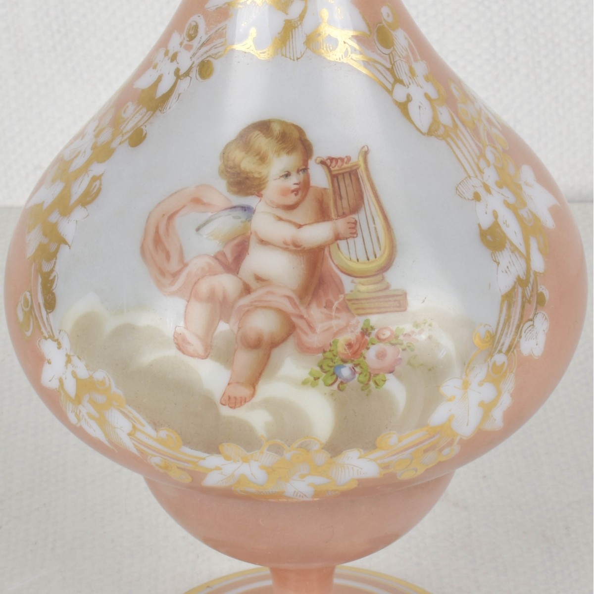 Vintage Opaline Round Glass Footed Vase