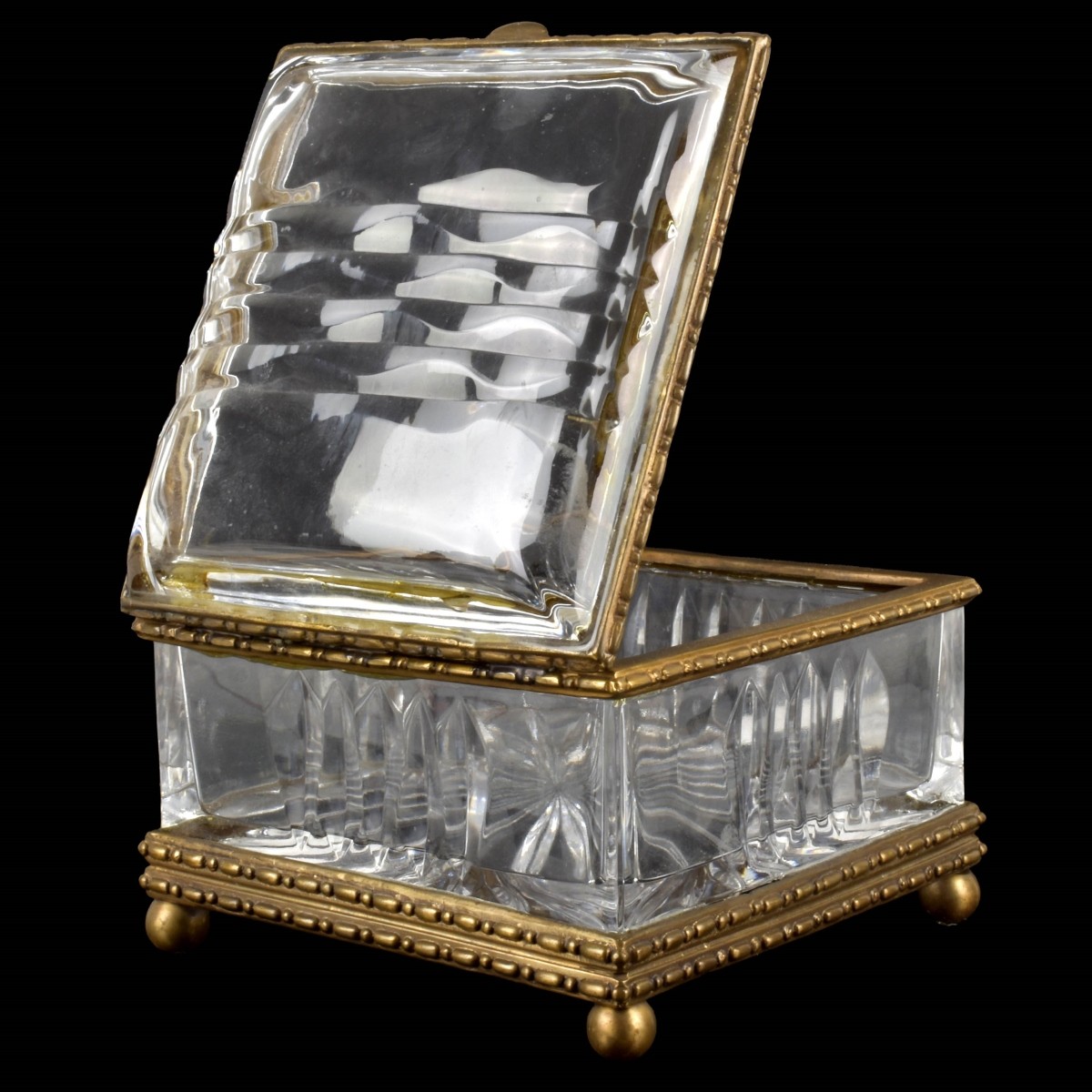 Castilian Vintage Glass and Brass Box