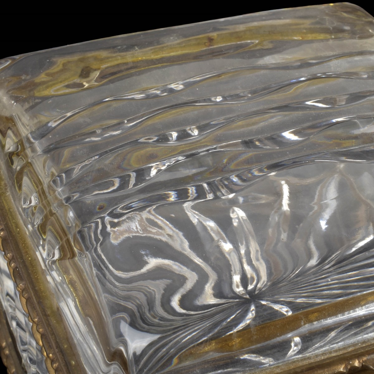 Castilian Vintage Glass and Brass Box