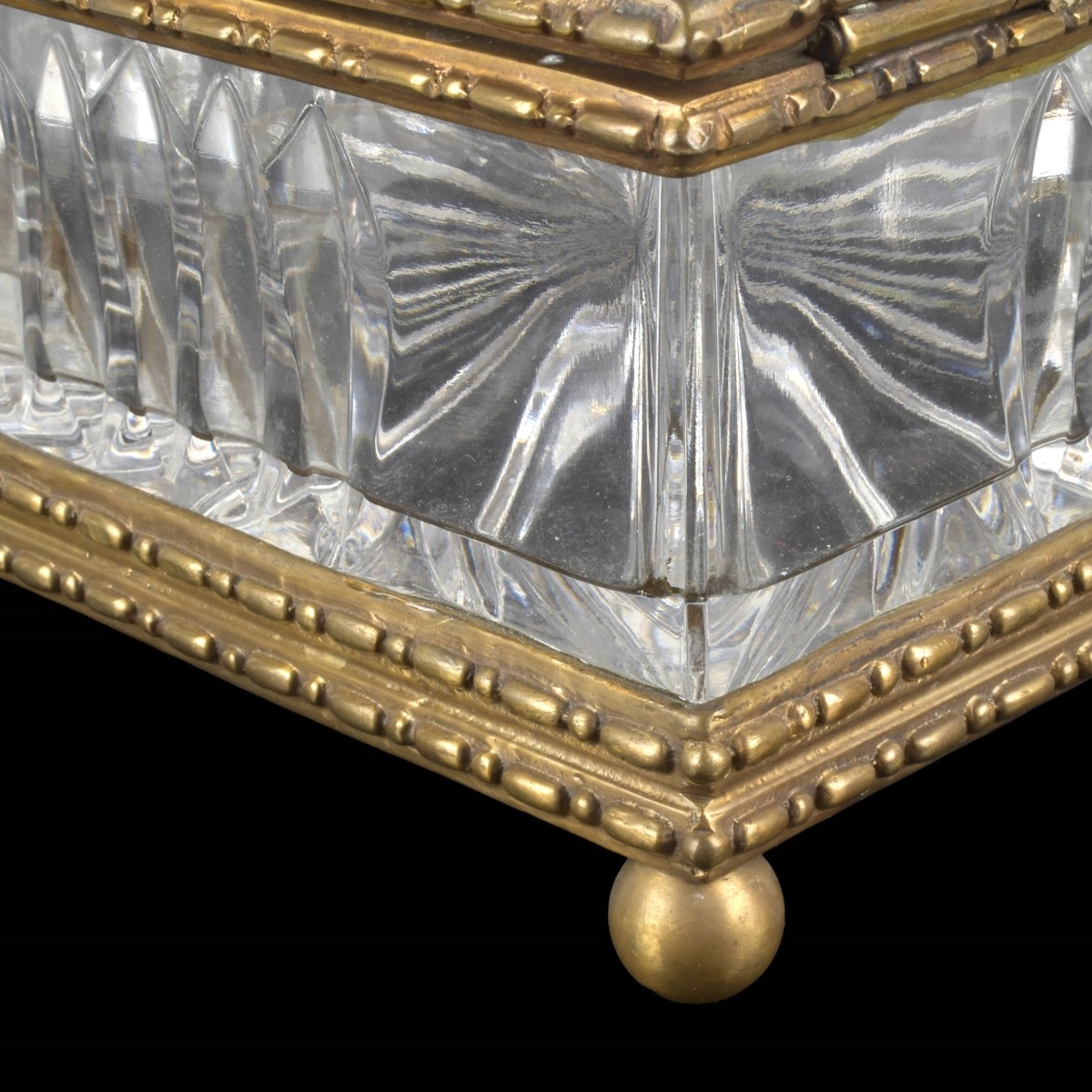 Castilian Vintage Glass and Brass Box