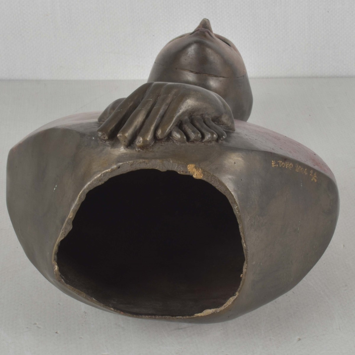 E. Toro Painted Bronze Sculpture
