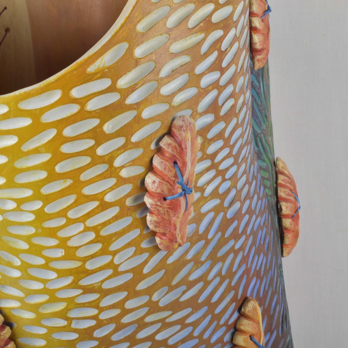 Large Hand Made Painted Pottery Vase