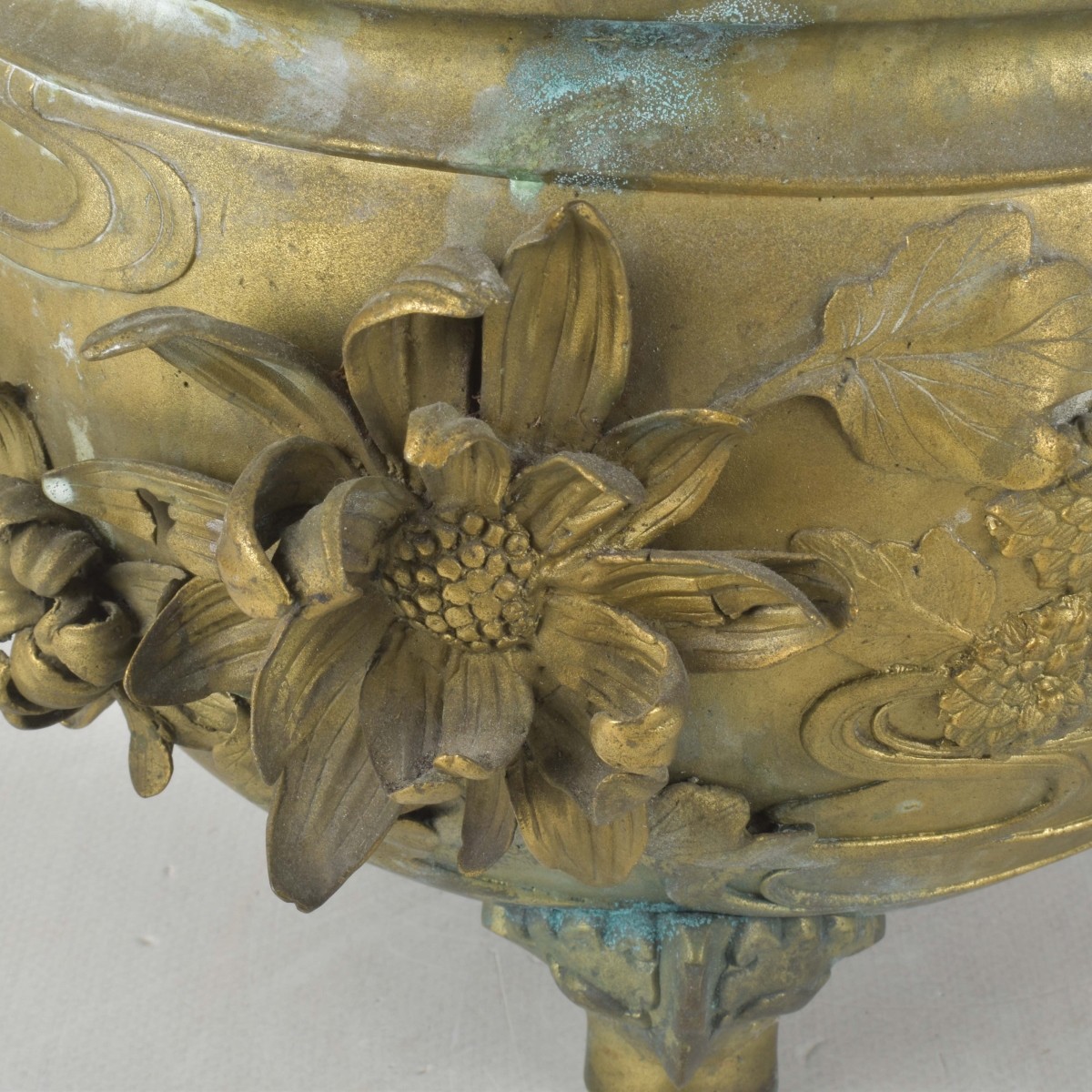 Vintage Japanese Brass Floral Planter