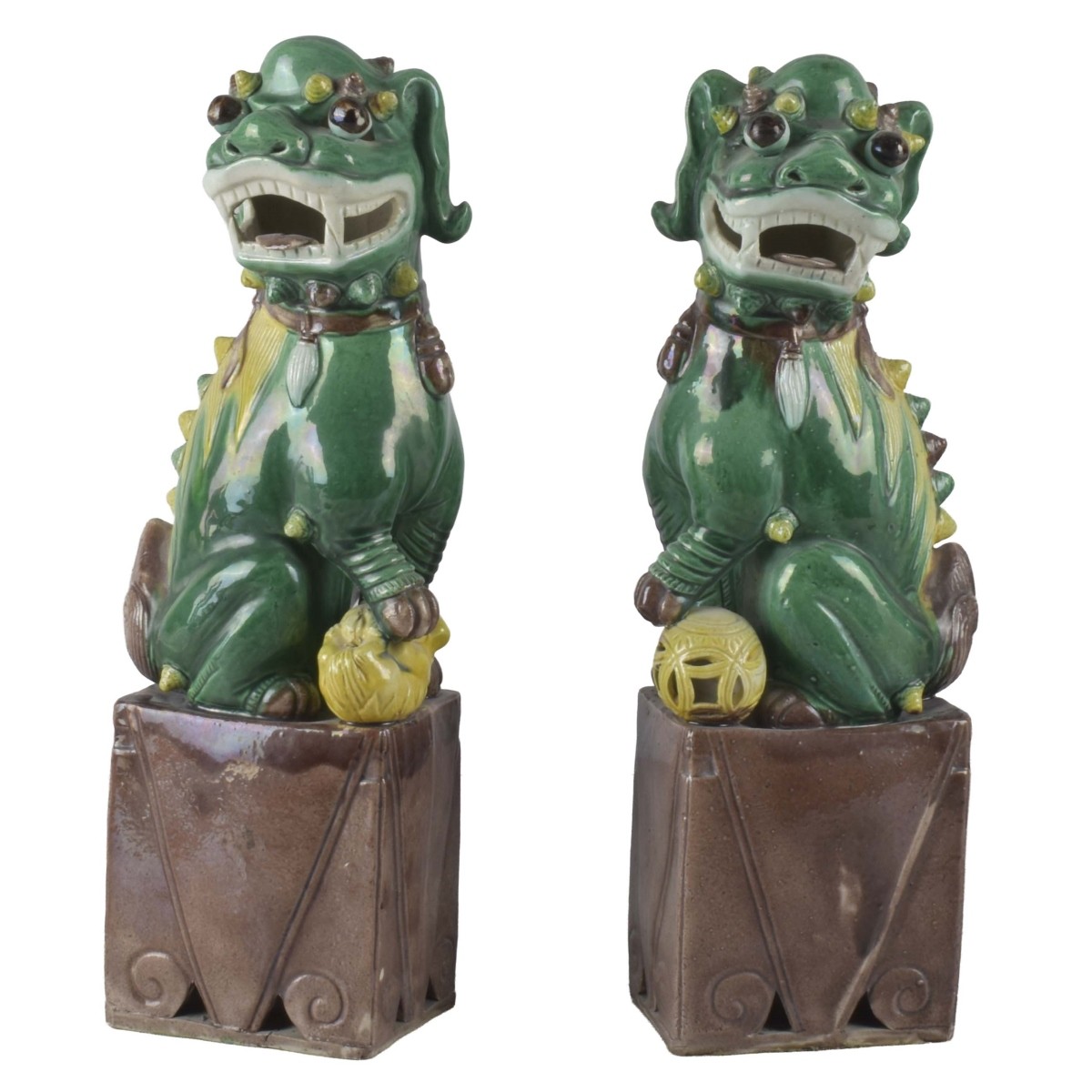 Chinese Glazed Porcelain Foo Dogs
