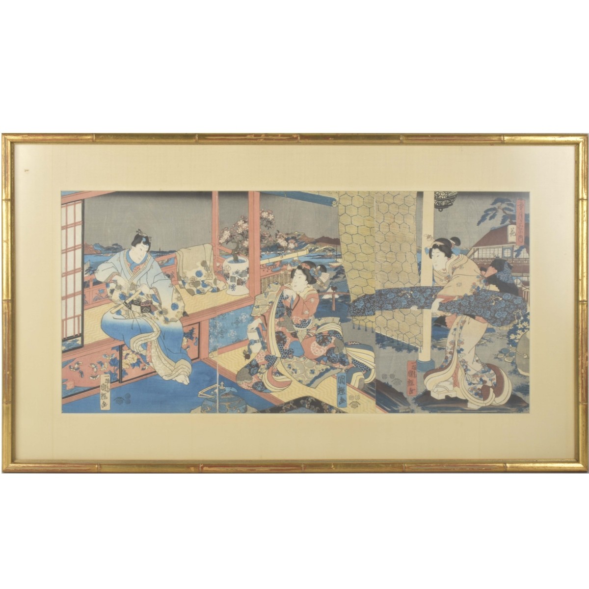 19th Century Japanese Wood Block Triptych