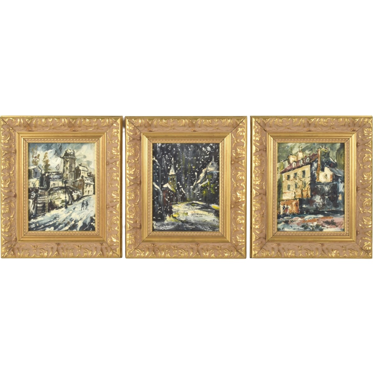 Oil on Board Parisian Street Scenes