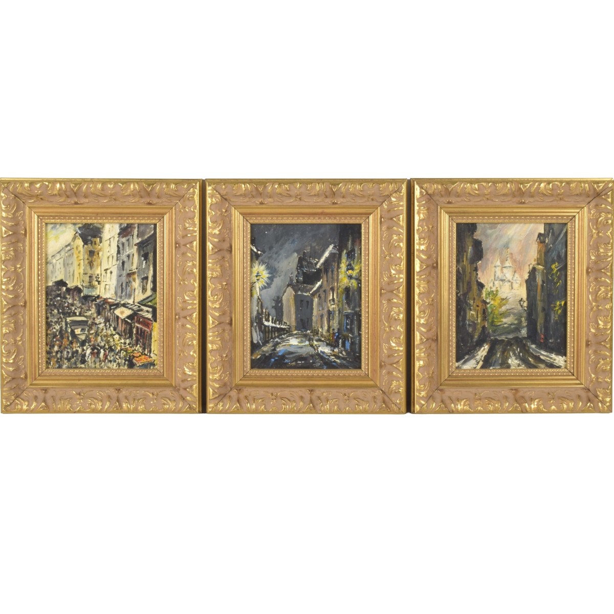 Oil on Board Parisian Street Scenes