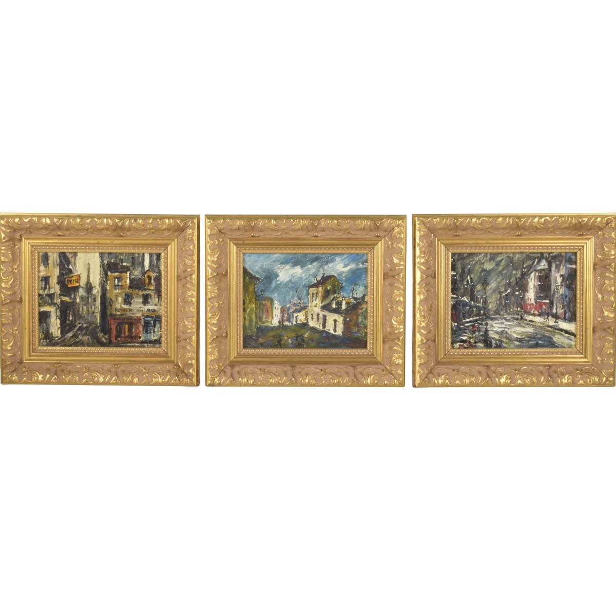 Oil on Board Parisian Street Scenes