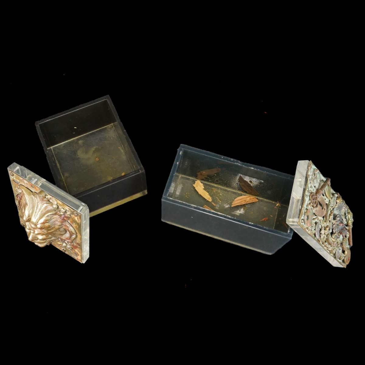 Lucite Keepsake Display Boxes with found objects