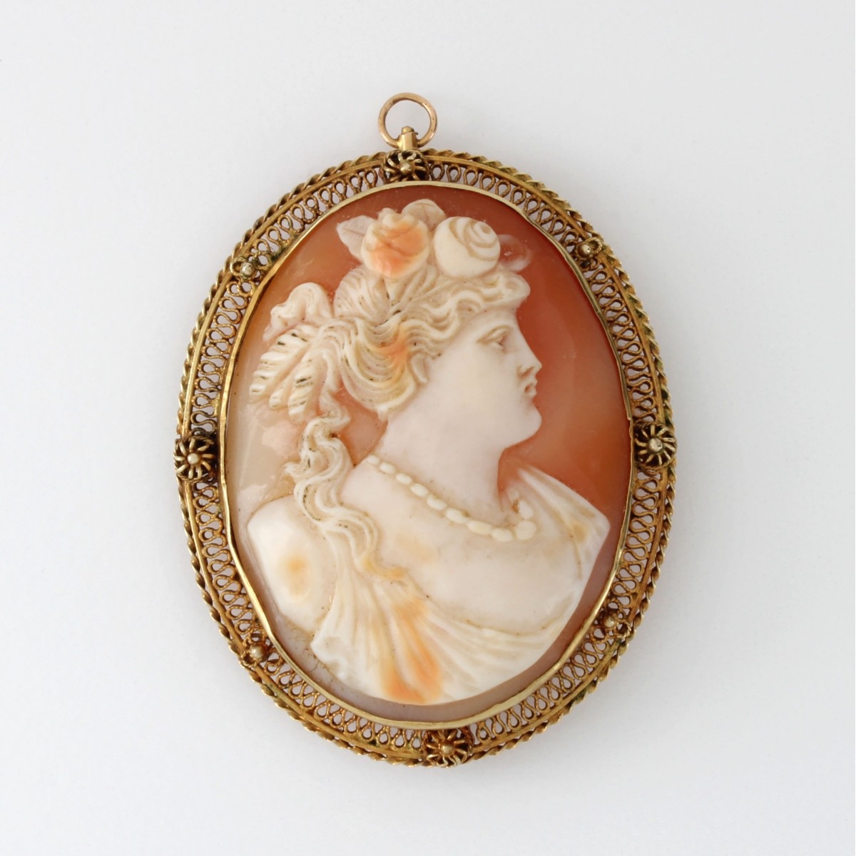 Cameo and 14K Pendant Brooch