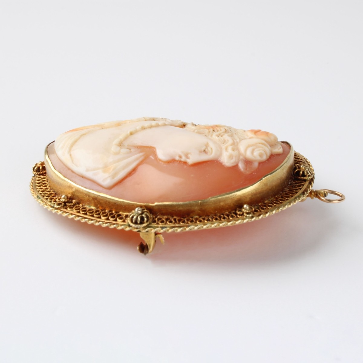 Cameo and 14K Pendant Brooch