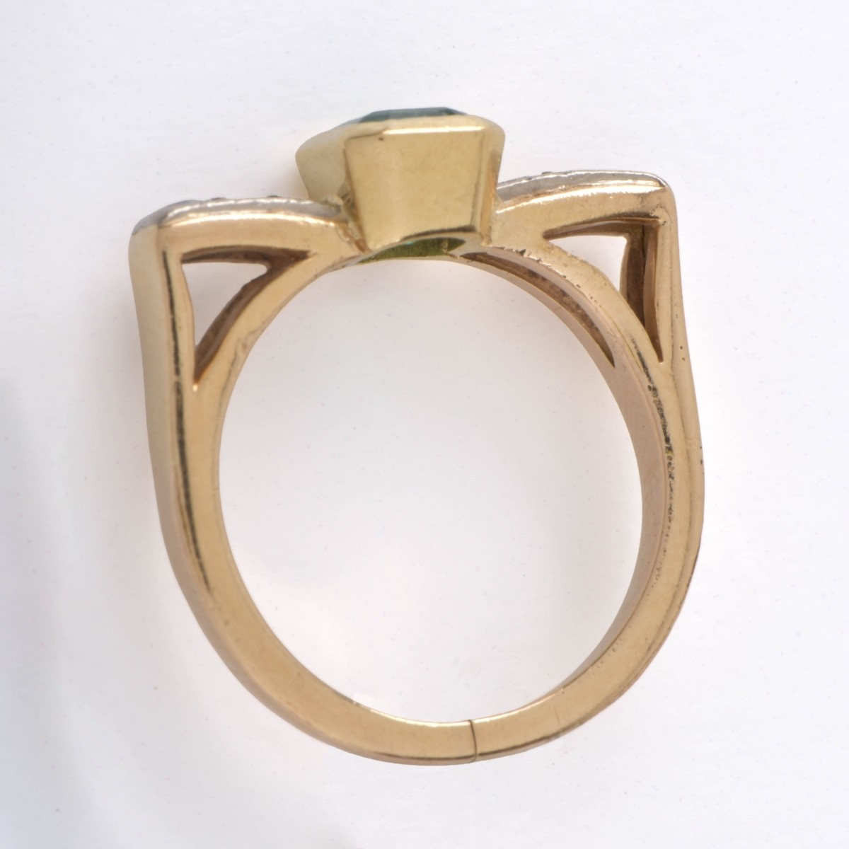 Emerald, Diamond and 14K Ring