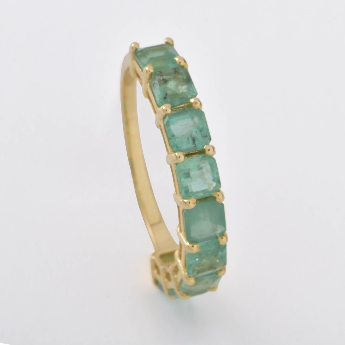 Emerald and 14K Eternity Band