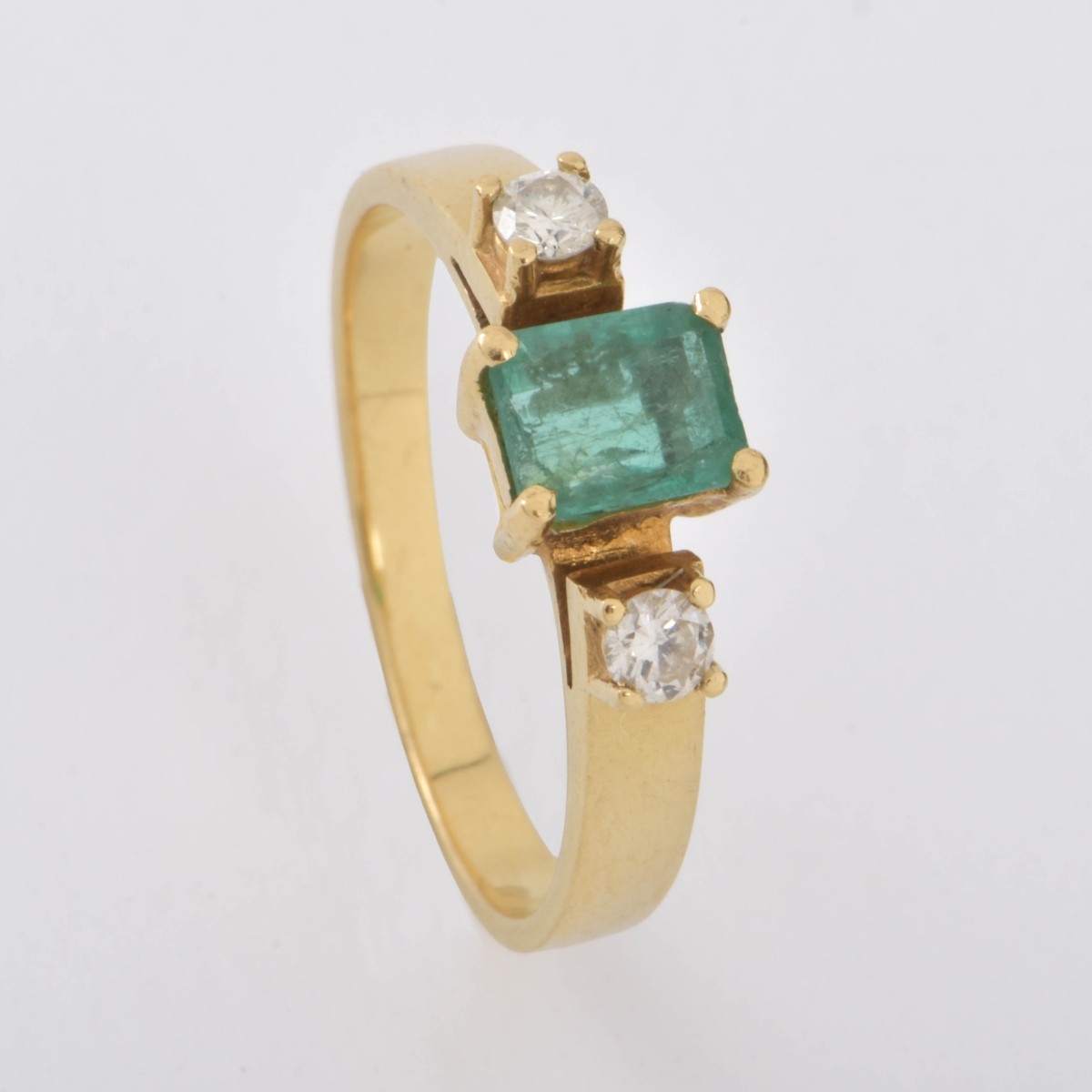 Emerald, Diamond and 18K Ring