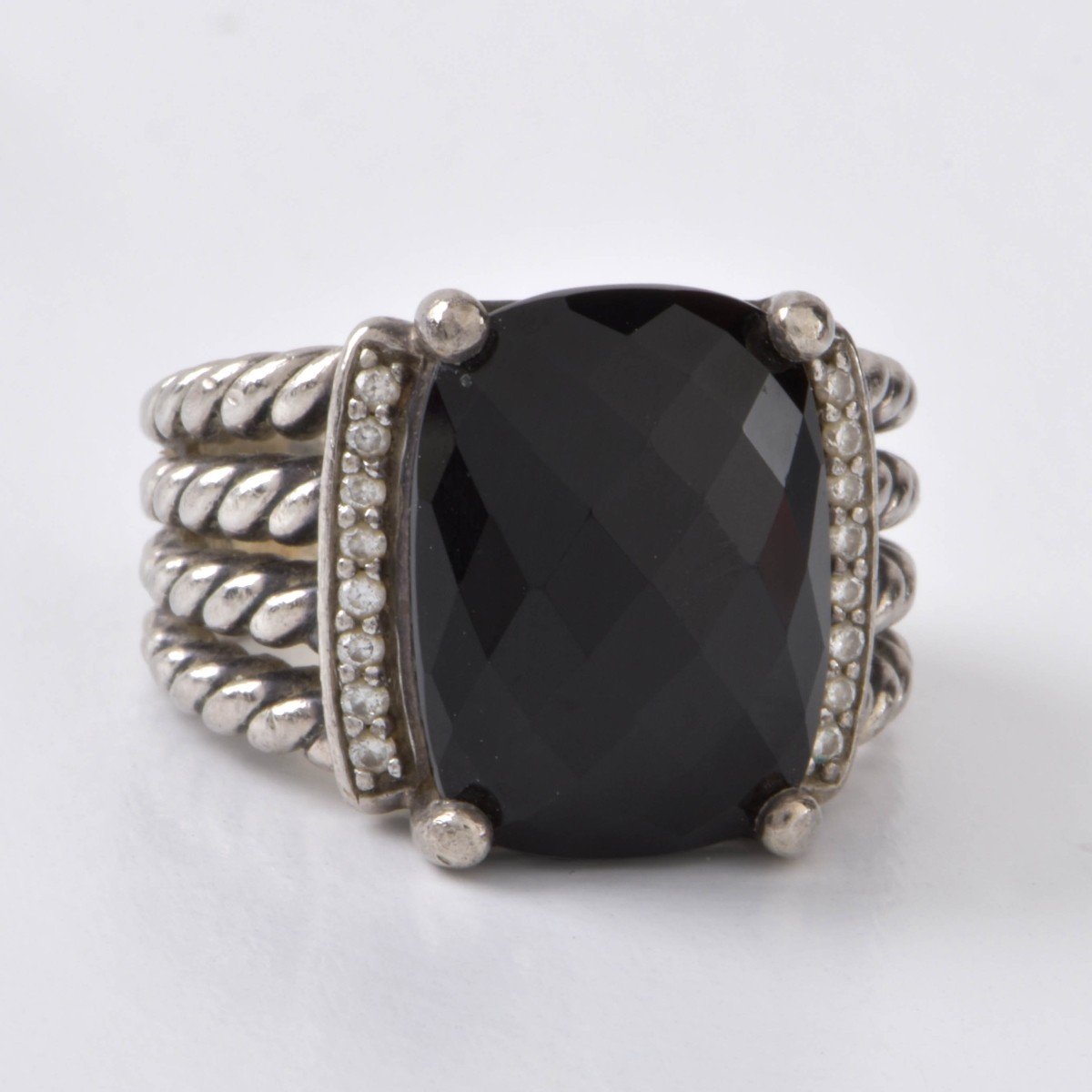 David Yurman Onyx and Sterling Ring
