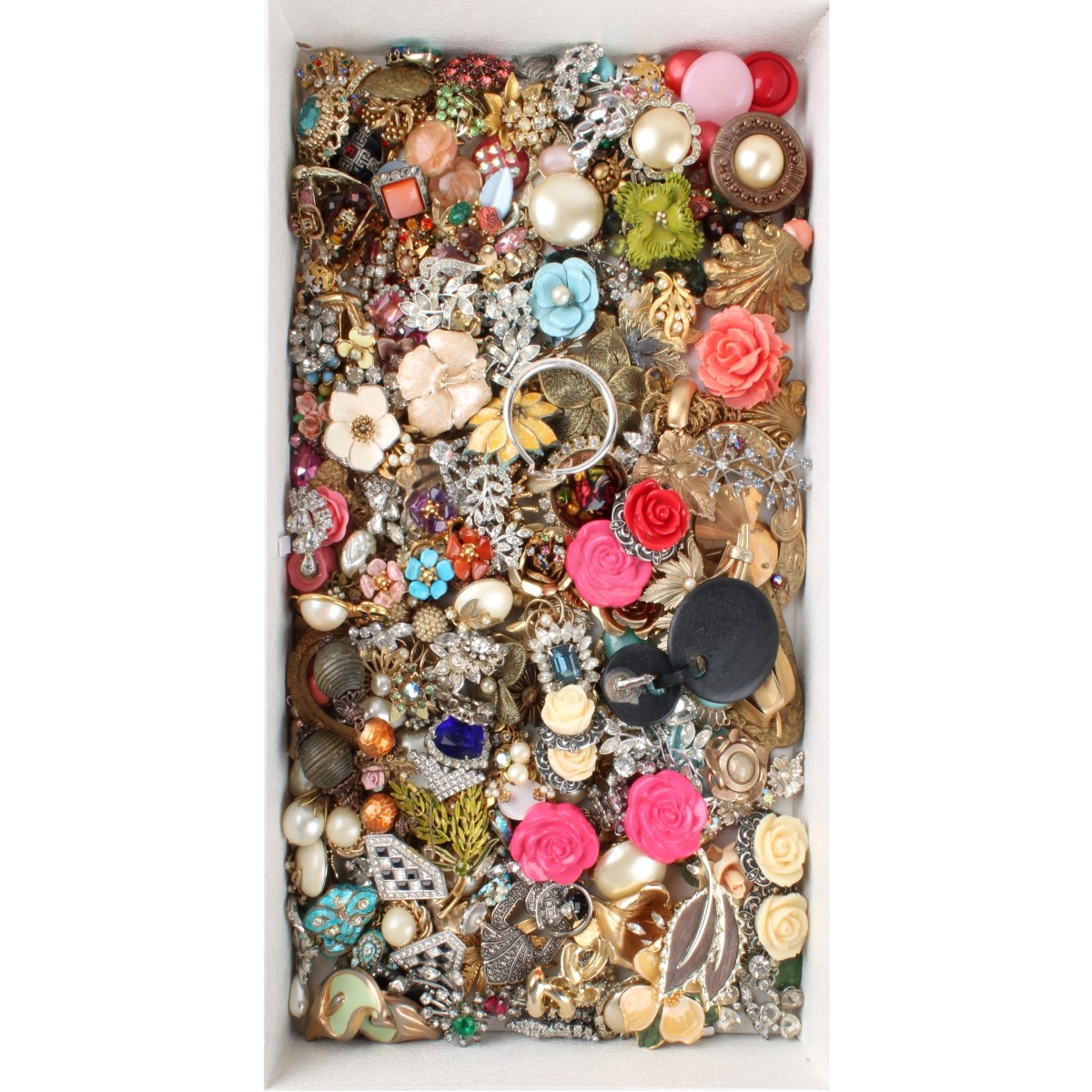 Tray of Costume Jewelry Parts