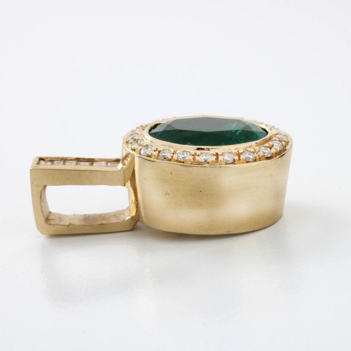 Emerald, Diamond and 14K Pendant