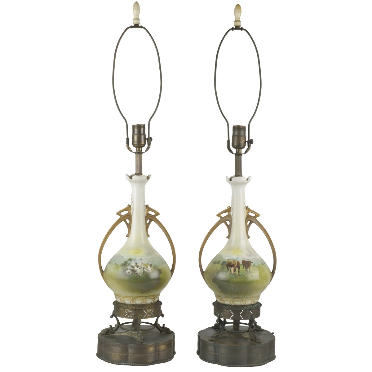 Pair of Porcelain Urn Shape Lamps