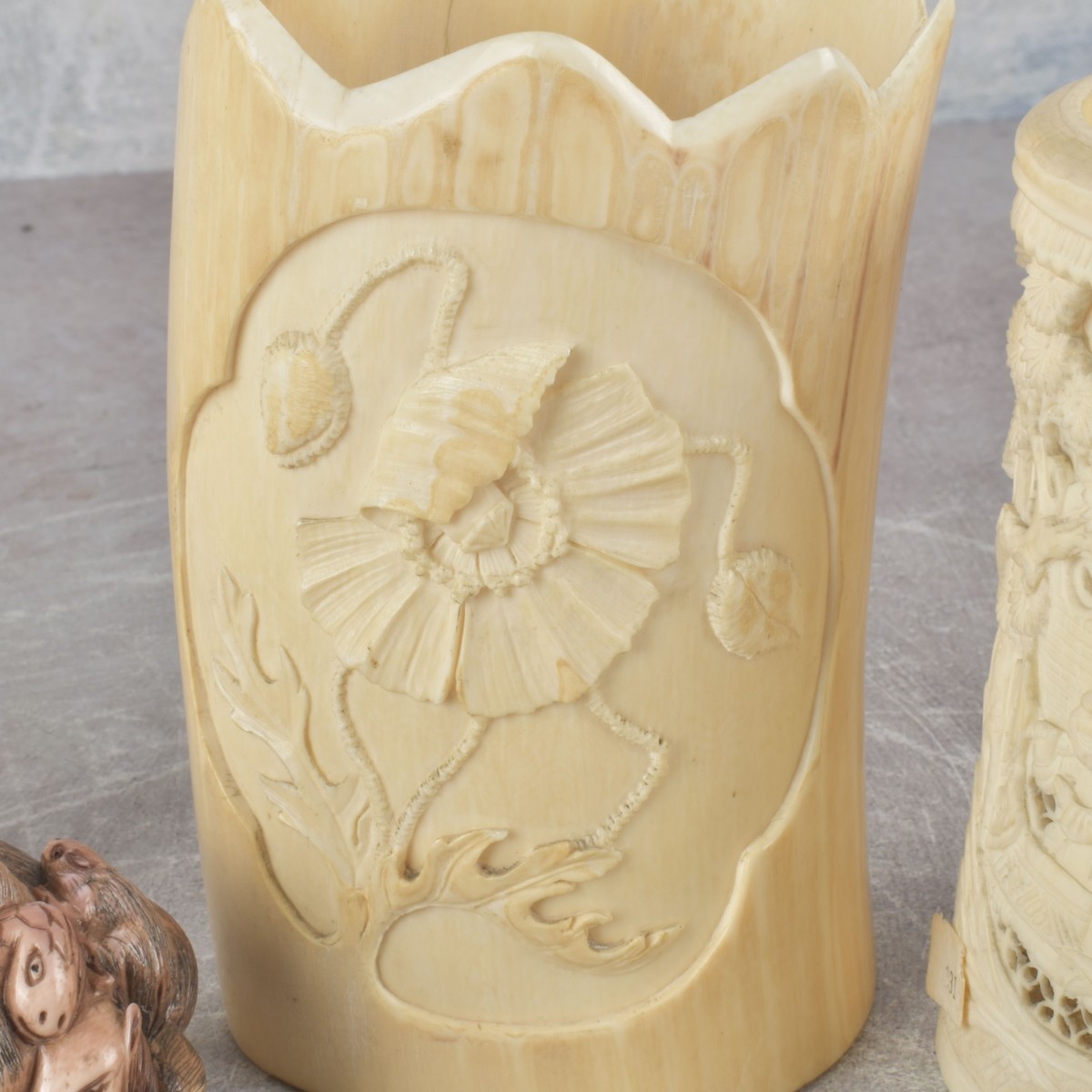 Box Lot of Carved Pieces
