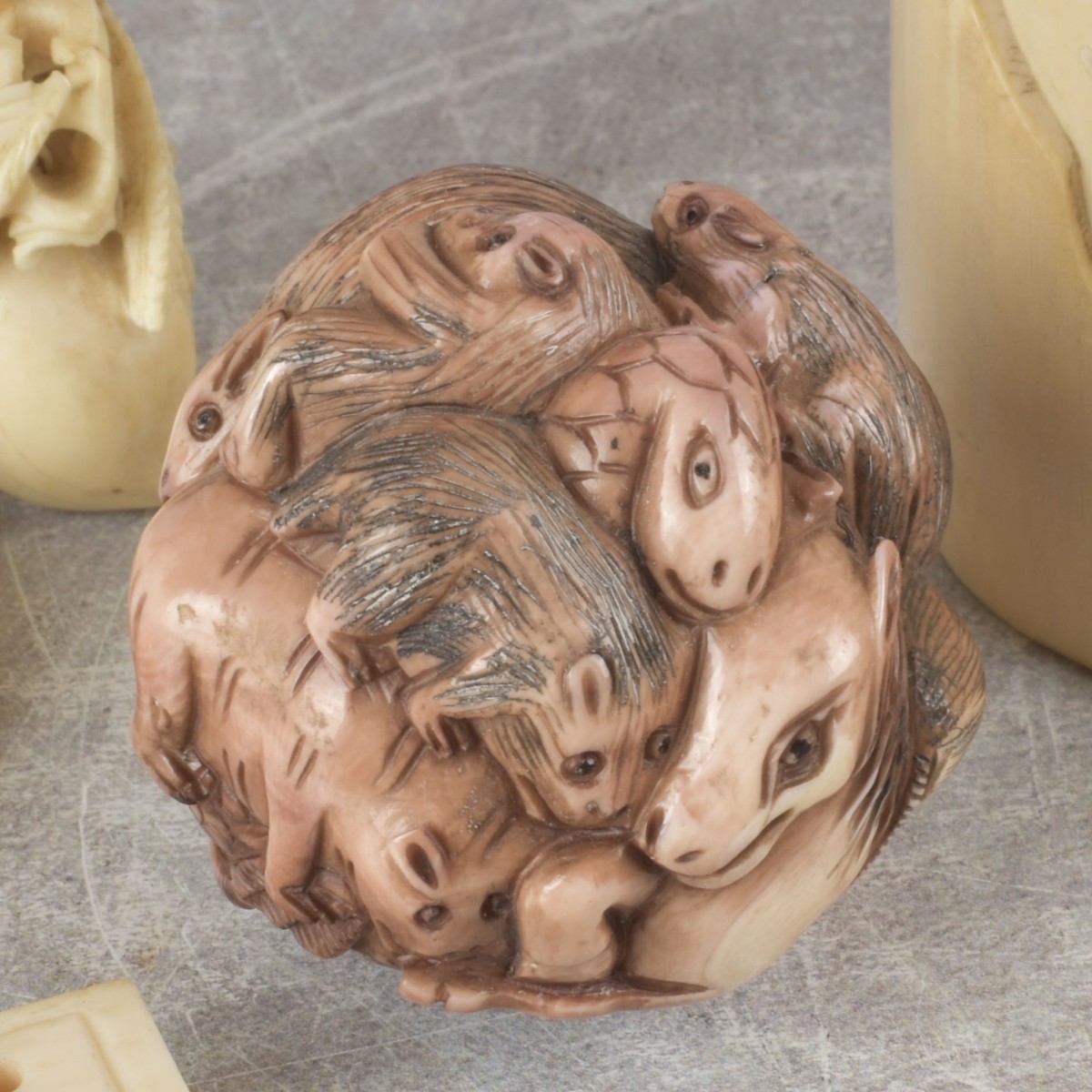 Box Lot of Carved Pieces