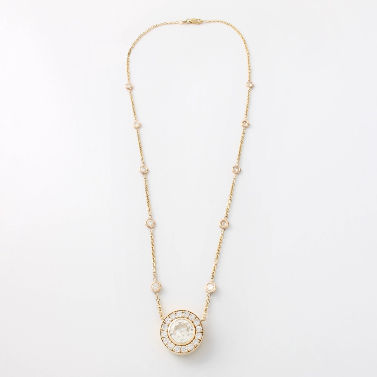 14 K Yellow Gold and Diamond Necklace