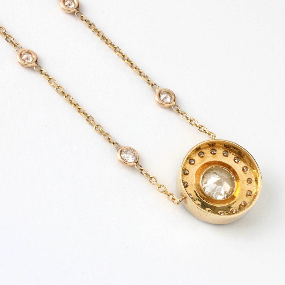 14 K Yellow Gold and Diamond Necklace