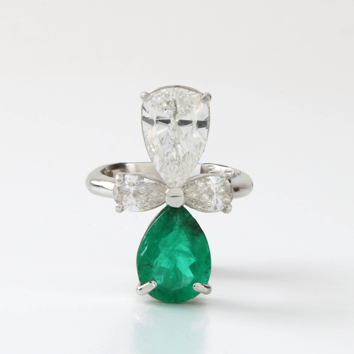 Platinum, Diamond and Emerald Ring