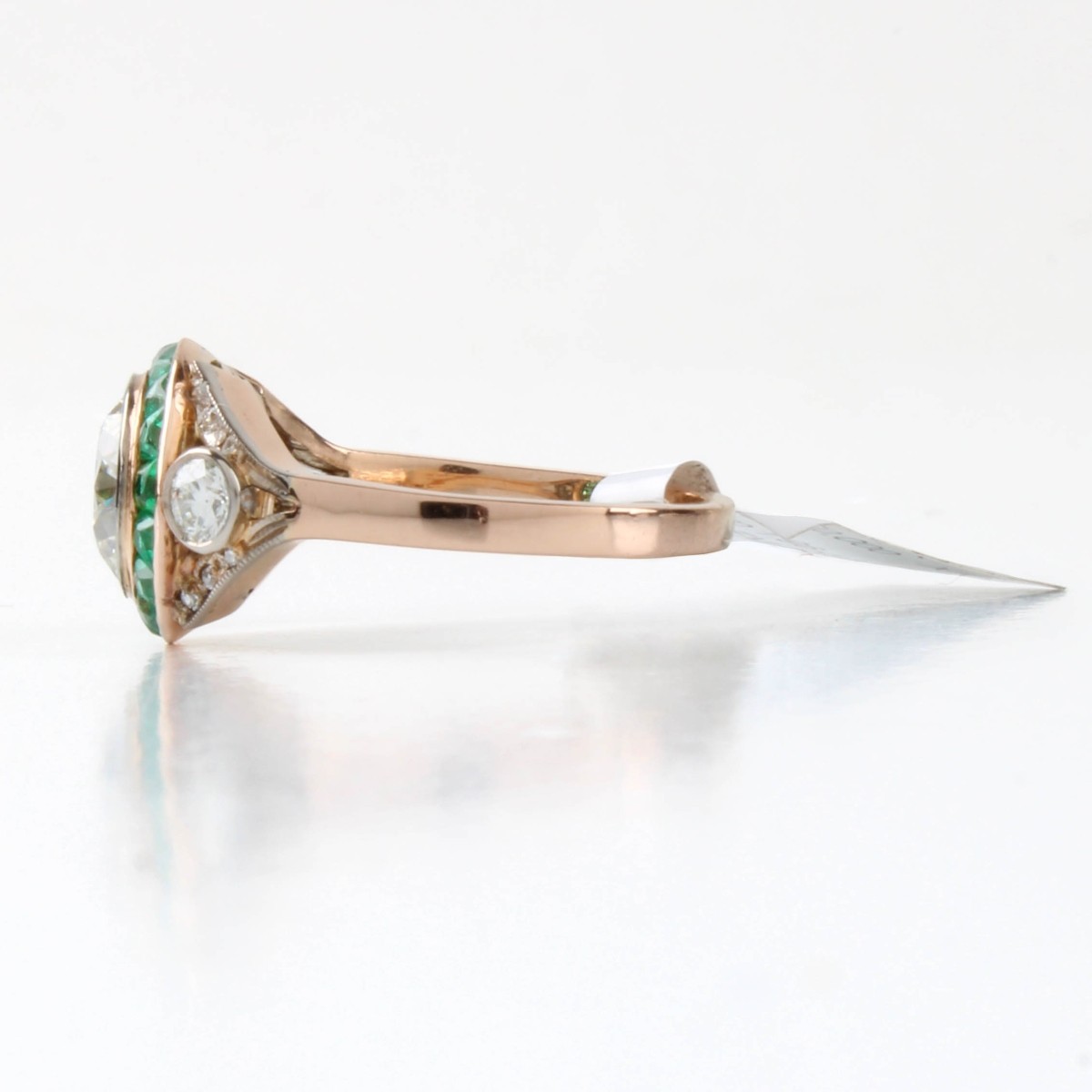 18K White Gold, Diamond and Emerald Ring