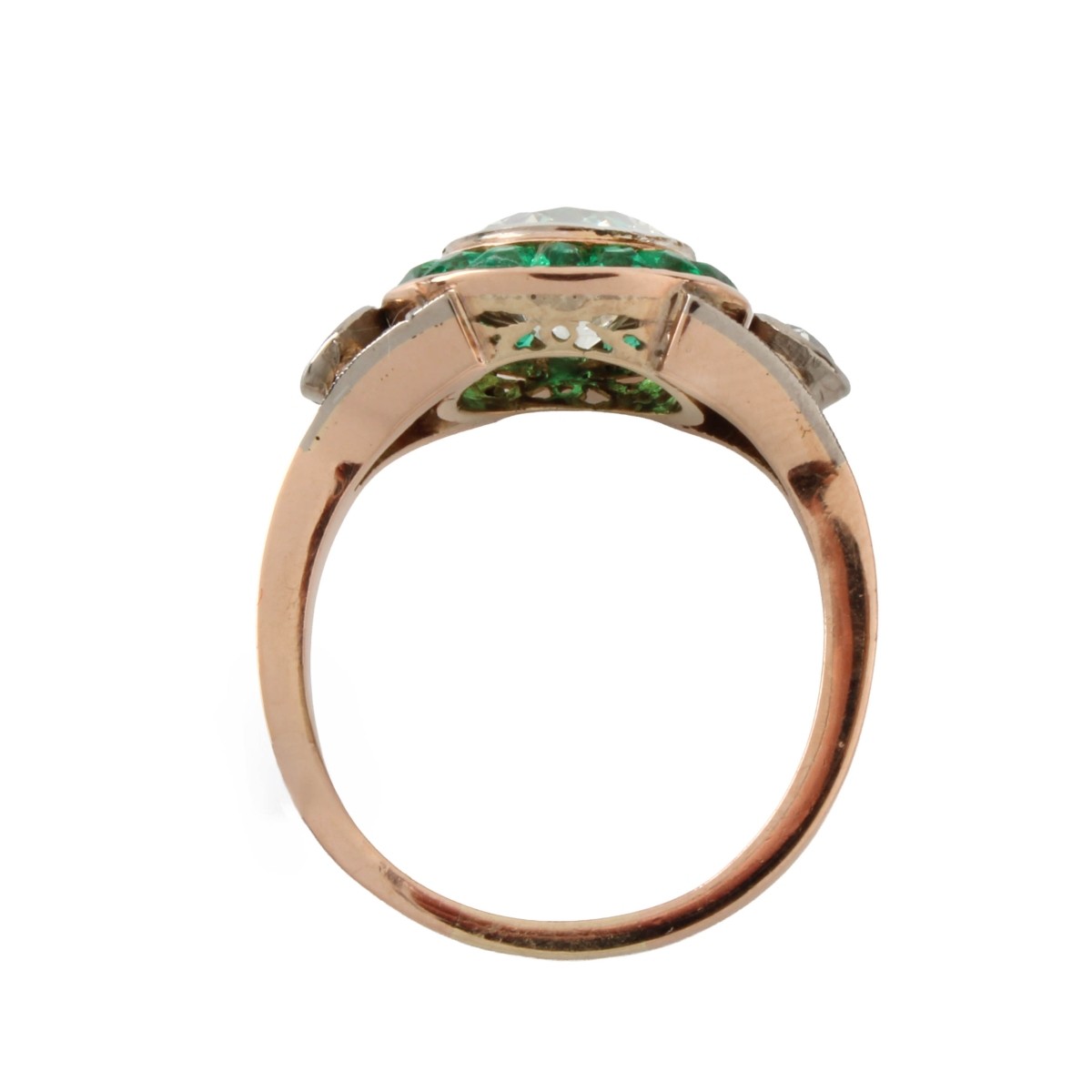 18K White Gold, Diamond and Emerald Ring