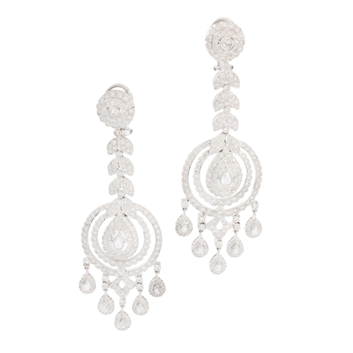 18KW Gold and Diamond Chandelier Earrings