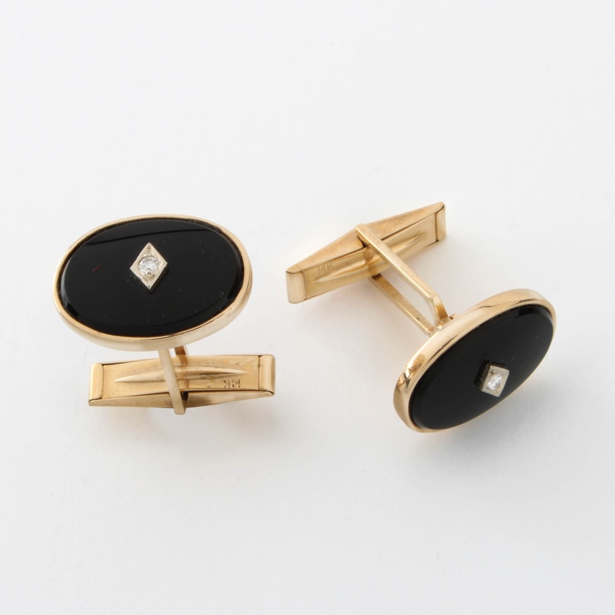 Onyx, Diamond and 14K Cufflinks